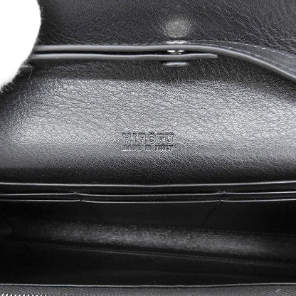 FUROHI ヒロフ/フロヒライン 美品 本革 レザー 2WAY クラッチバッグ ウォレットショルダーバッグ レディース 黒 ブラック P25-50604 ショルダーバッグ