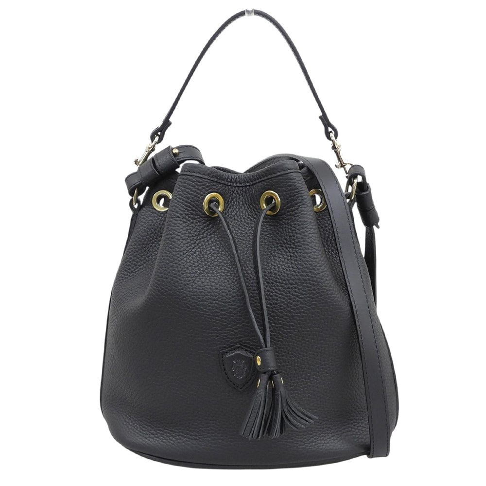Felisi フェリージ 美品 21/17/LD＋DS シュリンクレザー 2WAY巾着ショルダーバッグ レディース 黒 ブラック ショルダーバッグ