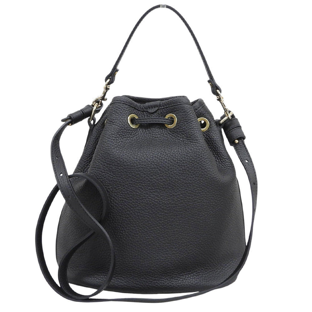Felisi フェリージ 美品 21/17/LD＋DS シュリンクレザー 2WAY巾着ショルダーバッグ レディース 黒 ブラック ショルダーバッグ