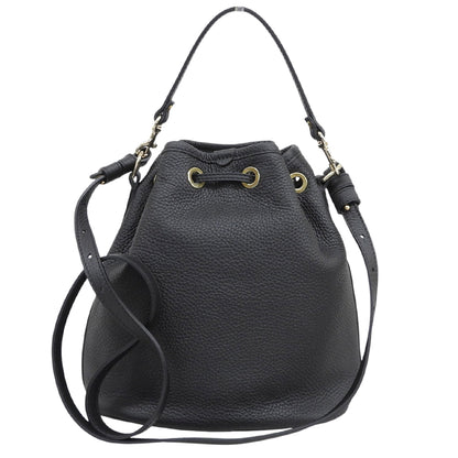 Felisi フェリージ 美品 21/17/LD＋DS シュリンクレザー 2WAY巾着ショルダーバッグ レディース 黒 ブラック ショルダーバッグ