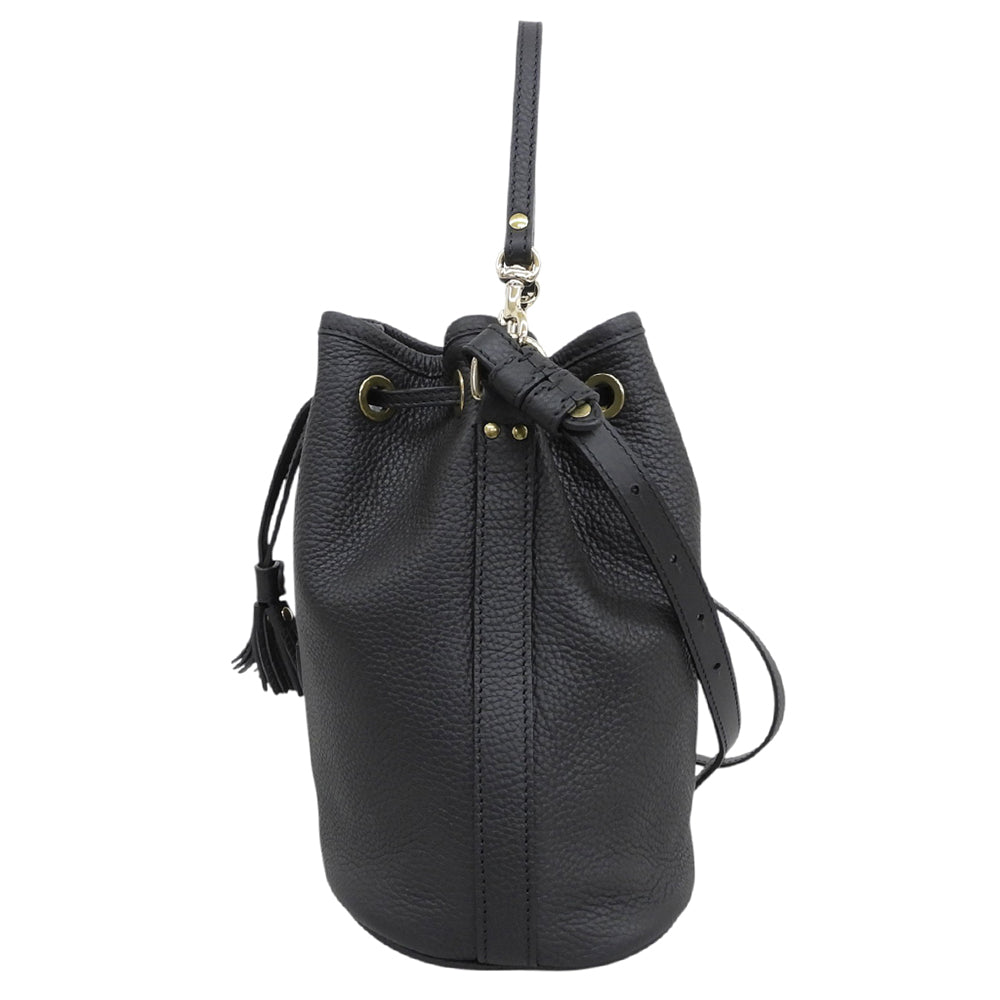 Felisi フェリージ 美品 21/17/LD＋DS シュリンクレザー 2WAY巾着ショルダーバッグ レディース 黒 ブラック ショルダーバッグ