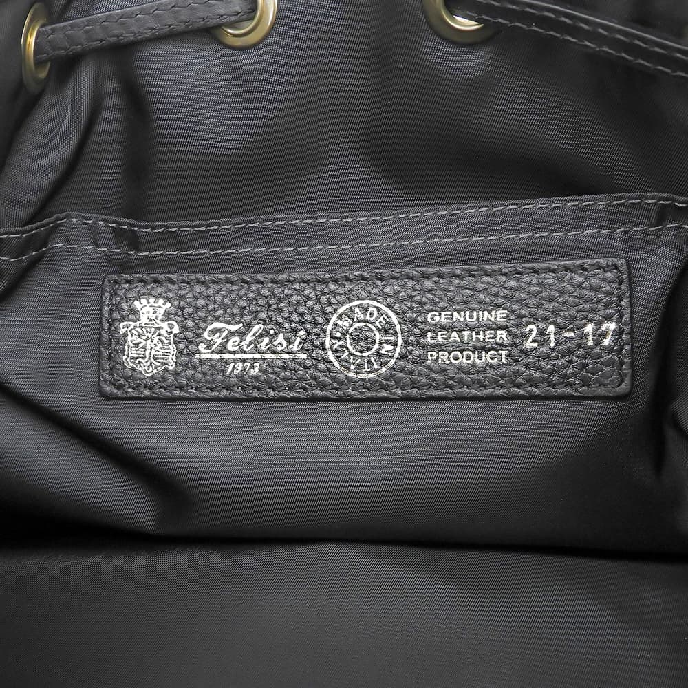 Felisi フェリージ 美品 21/17/LD＋DS シュリンクレザー 2WAY巾着ショルダーバッグ レディース 黒 ブラック ショルダーバッグ