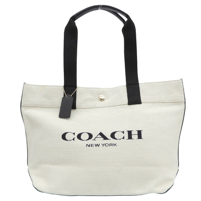COACH コーチ キャンバス×レザー トートバッグ レディース ホワイト×ブラック F72847 トートバッグ