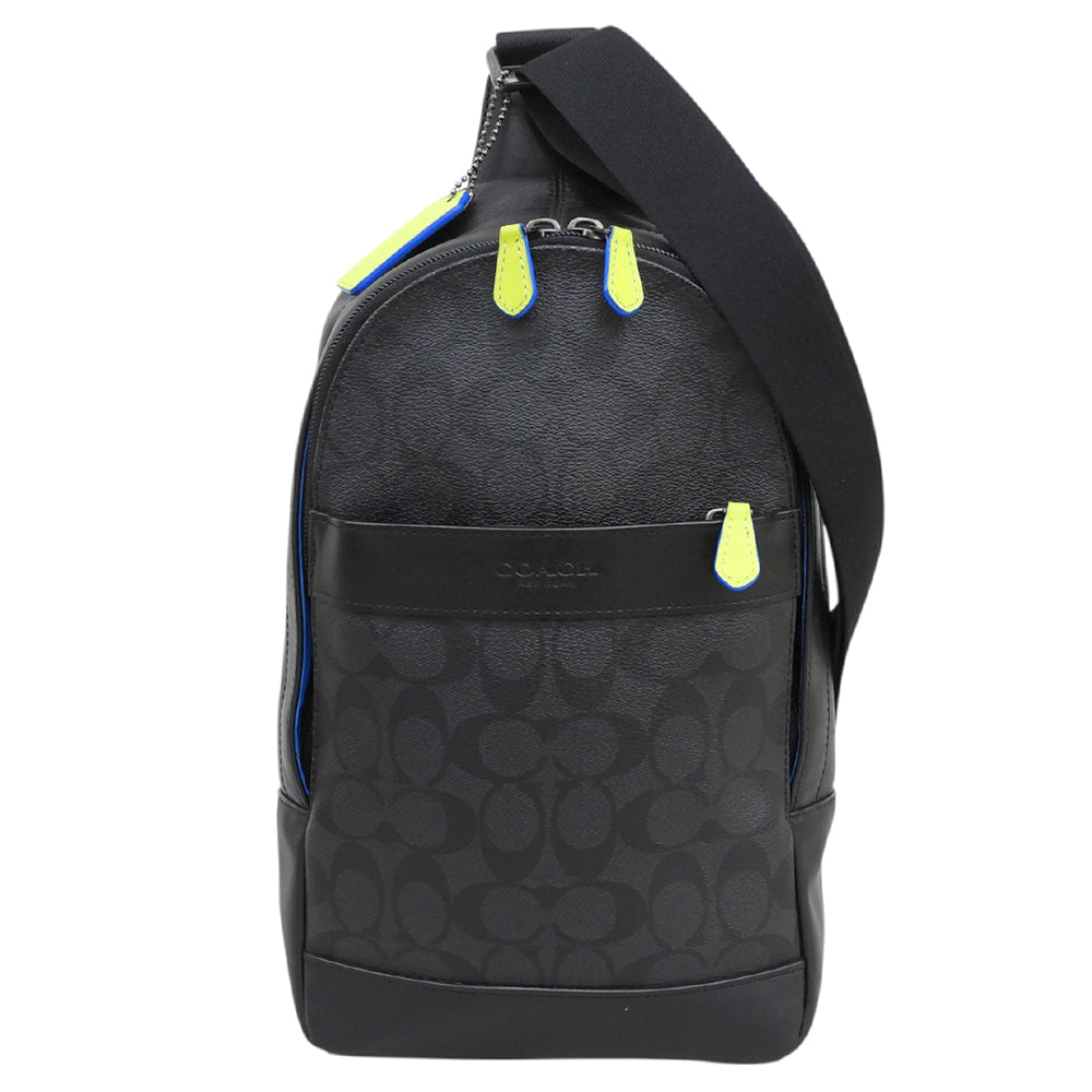 COACH コーチ レザー シグネチャー ボディバッグ メンズ 黒 ブラック F41317 ボディバッグ