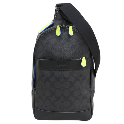 COACH コーチ レザー シグネチャー ボディバッグ メンズ 黒 ブラック F41317 ボディバッグ