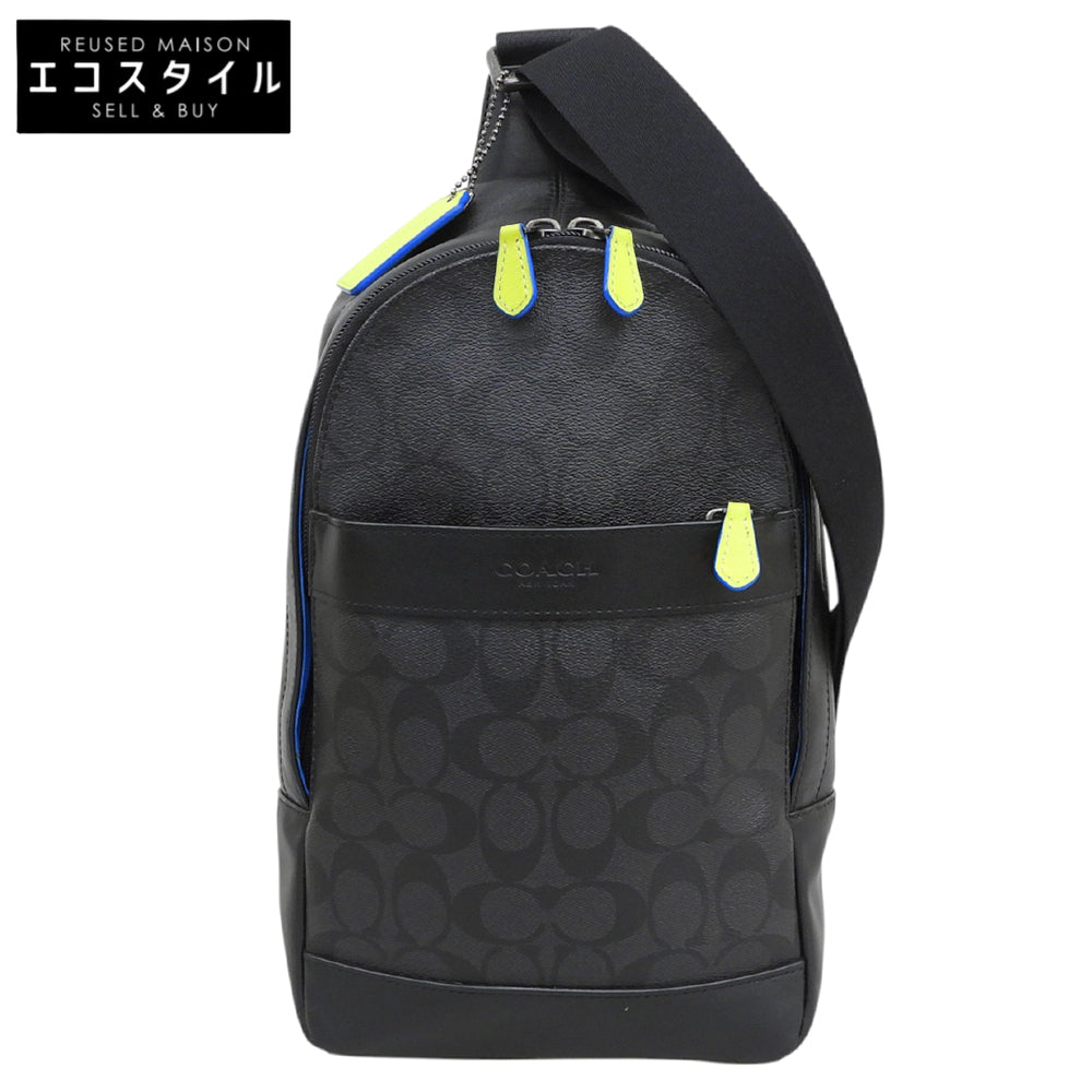COACH コーチ レザー シグネチャー ボディバッグ メンズ 黒 ブラック F41317 ボディバッグ