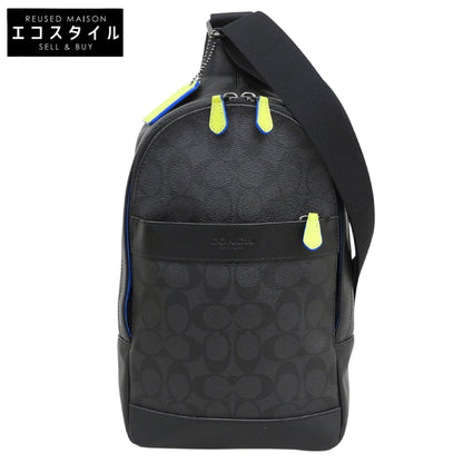 COACH コーチ レザー シグネチャー ボディバッグ メンズ 黒 ブラック F41317 ボディバッグ