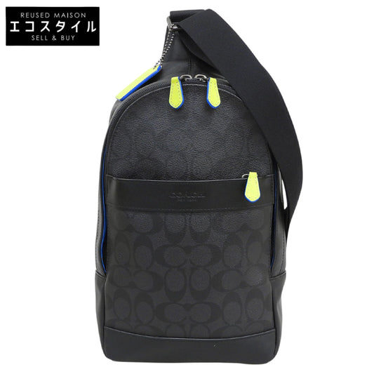 COACH コーチ レザー シグネチャー ボディバッグ メンズ 黒 ブラック F41317 ボディバッグ