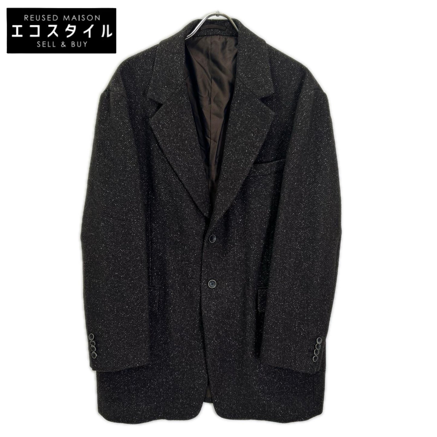 EL エル 25AW ブラウン ウール×シルク ヘリンボーン 2Bテーラードジャケット ジャケット