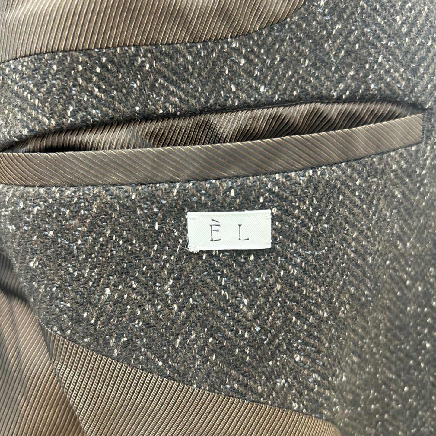 EL エル 25AW ブラウン ウール×シルク ヘリンボーン 2Bテーラードジャケット ジャケット