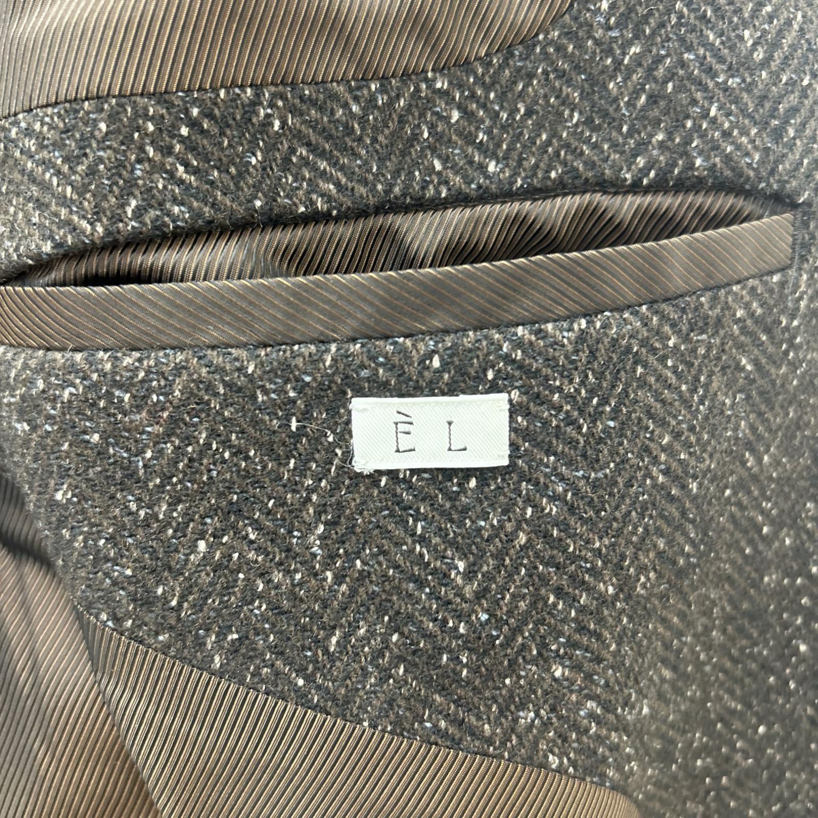 EL エル 25AW ブラウン ウール×シルク ヘリンボーン 2Bテーラードジャケット ジャケット