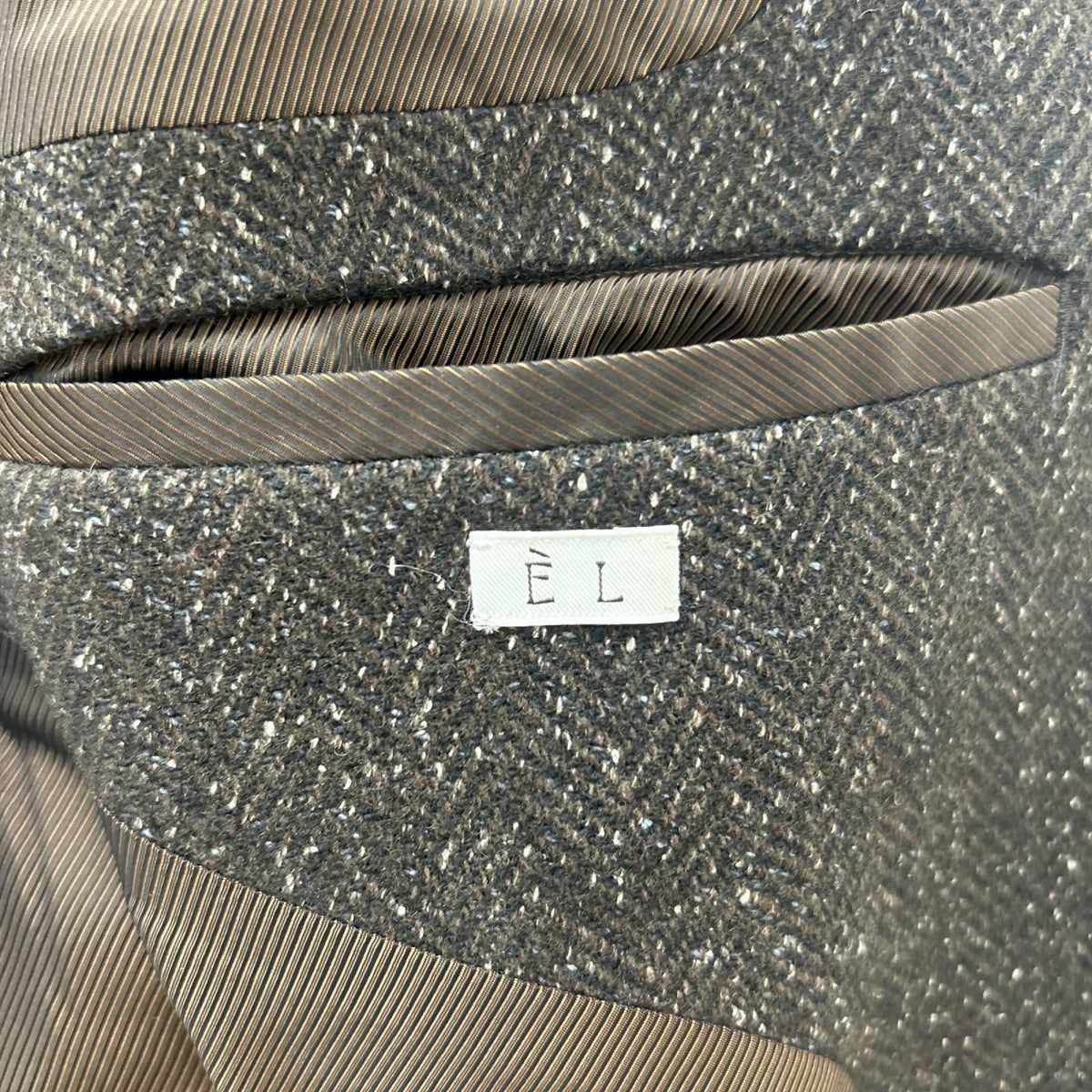 EL エル 25AW ブラウン ウール×シルク ヘリンボーン 2Bテーラードジャケット ジャケット