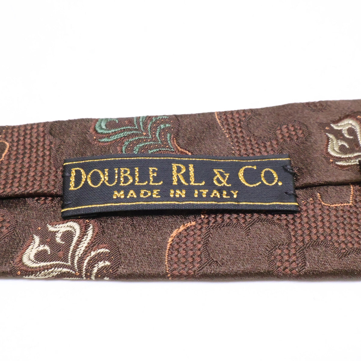 RRL ダブルアールエル 【美品】イタリア製 フローラルリーフ シルクジャガード ネクタイ