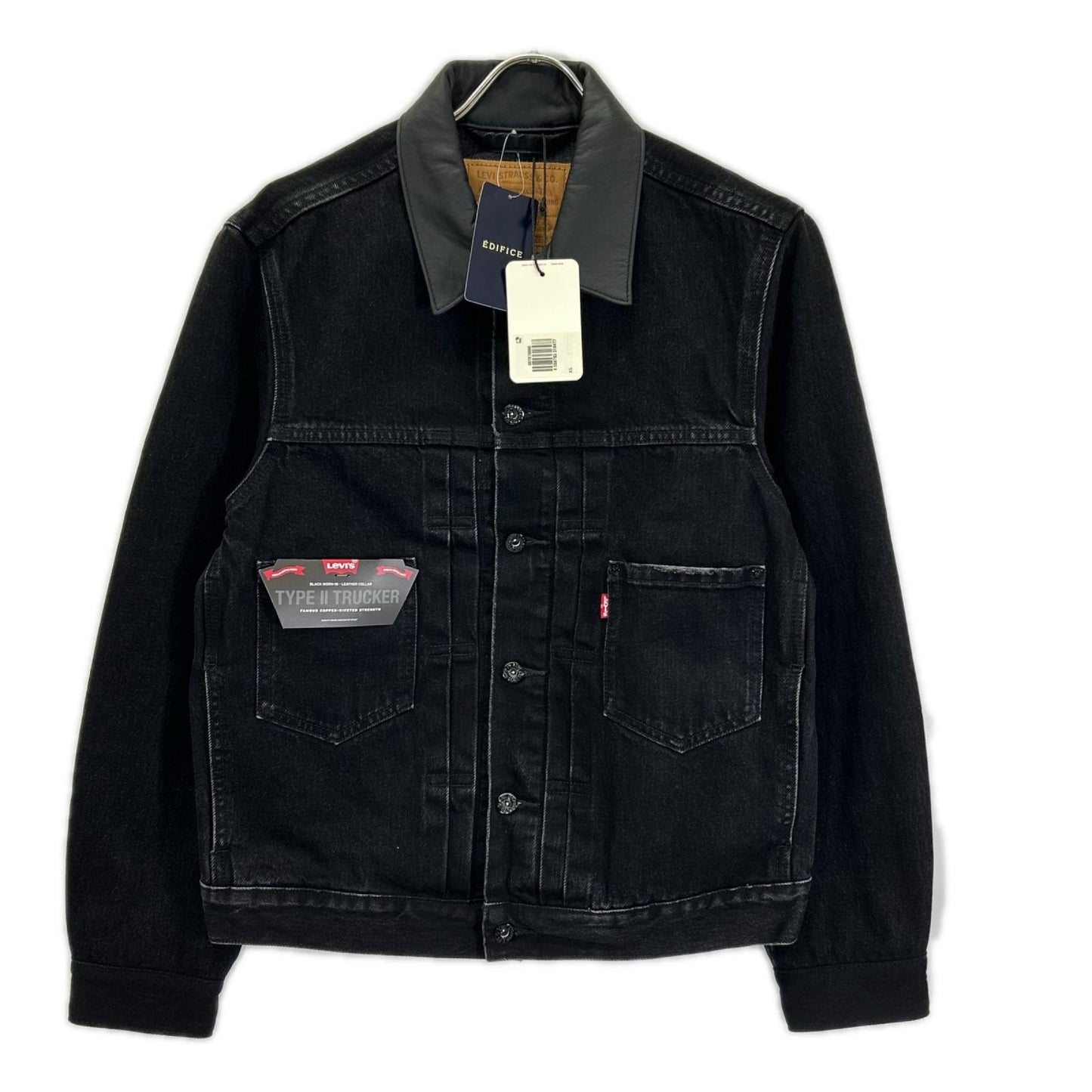 LEVI'S リーバイス EDIFICE別注 26-011-310-0009 ブラック コットン×カウレザー 2nd Type トラッカー ジャケット ジャケット