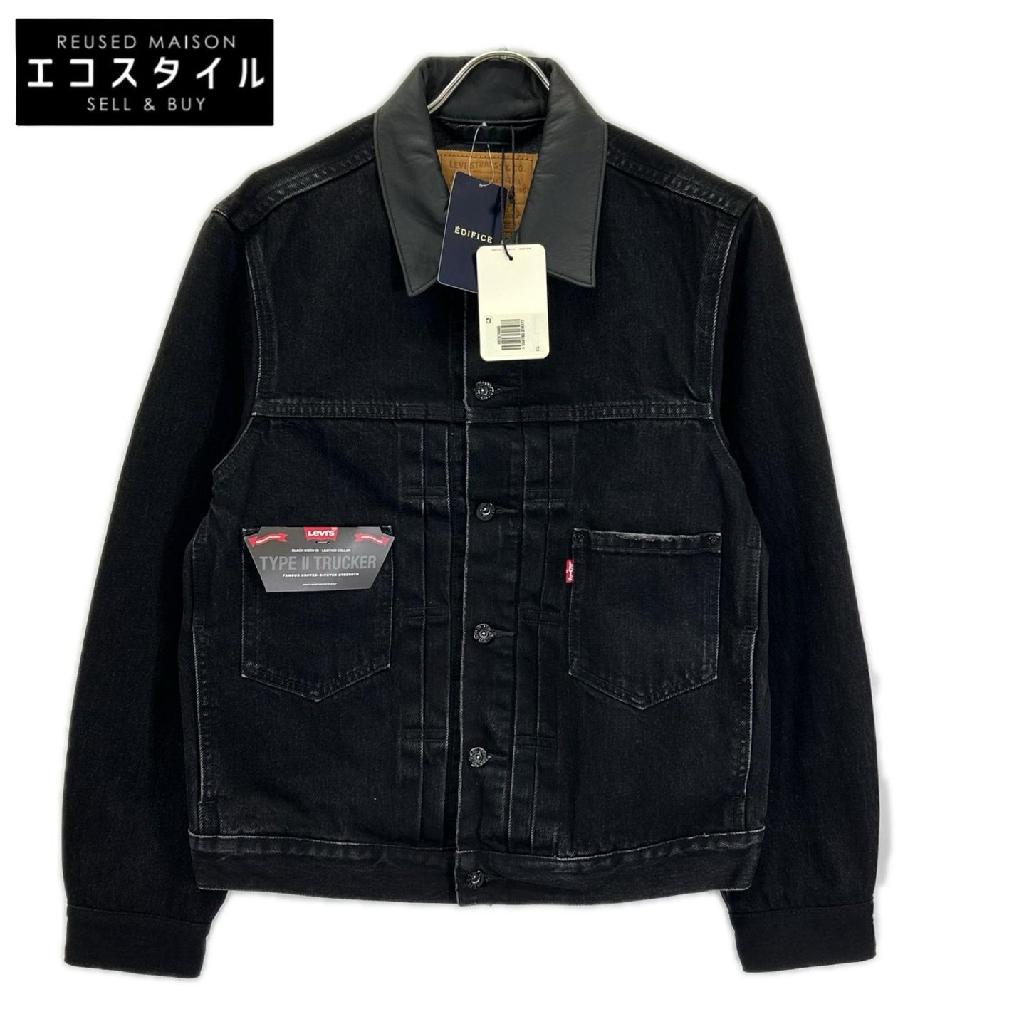 LEVI'S リーバイス EDIFICE別注 26-011-310-0009 ブラック コットン×カウレザー 2nd Type トラッカー ジャケット ジャケット