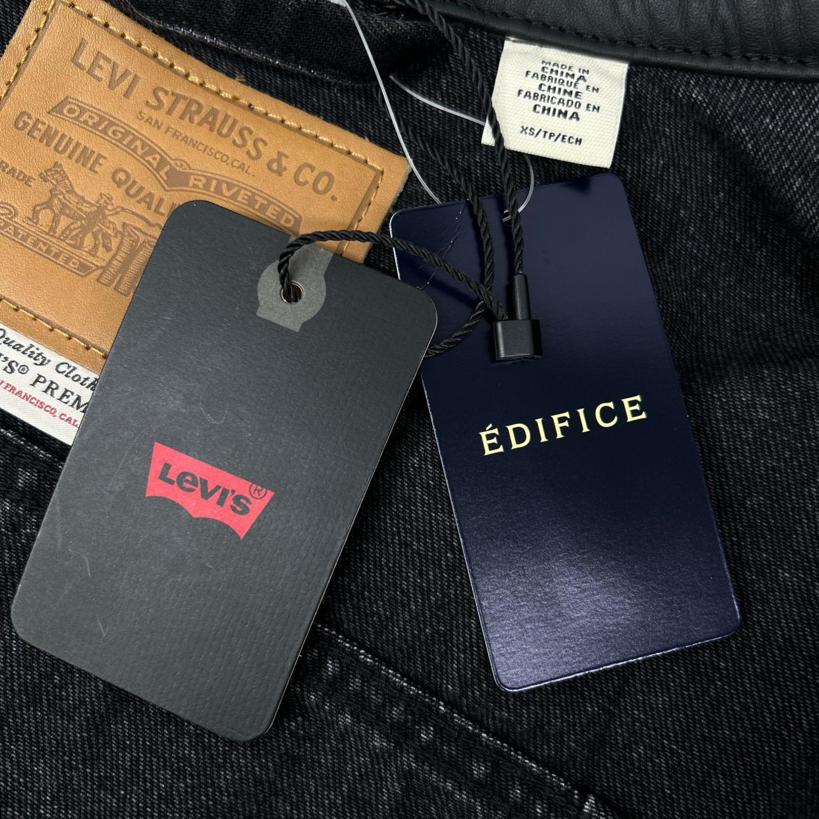 LEVI'S リーバイス EDIFICE別注 26-011-310-0009 ブラック コットン×カウレザー 2nd Type トラッカー ジャケット ジャケット