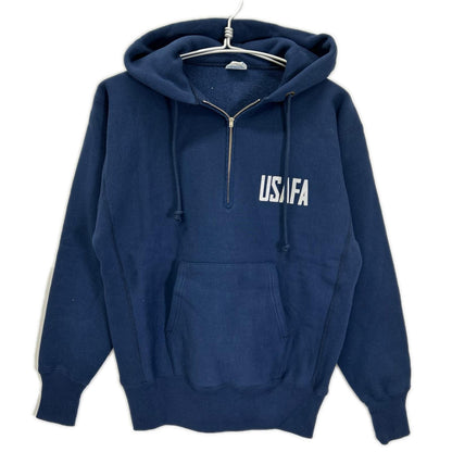 Champion チャンピオン C3-A119 ネイビー コットン リバースウィーブ USAFA ハーフジップ フーディスウェットプルオーバー トップス