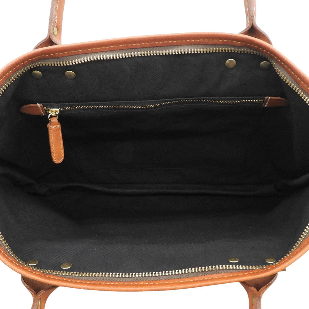 Felisi フェリージ 美品 スリム ブリーフケース ビジネスバッグ メンズ ナイロン×レザー カーキ×ブラウン 1752 ビジネスバッグ ブリーフケース