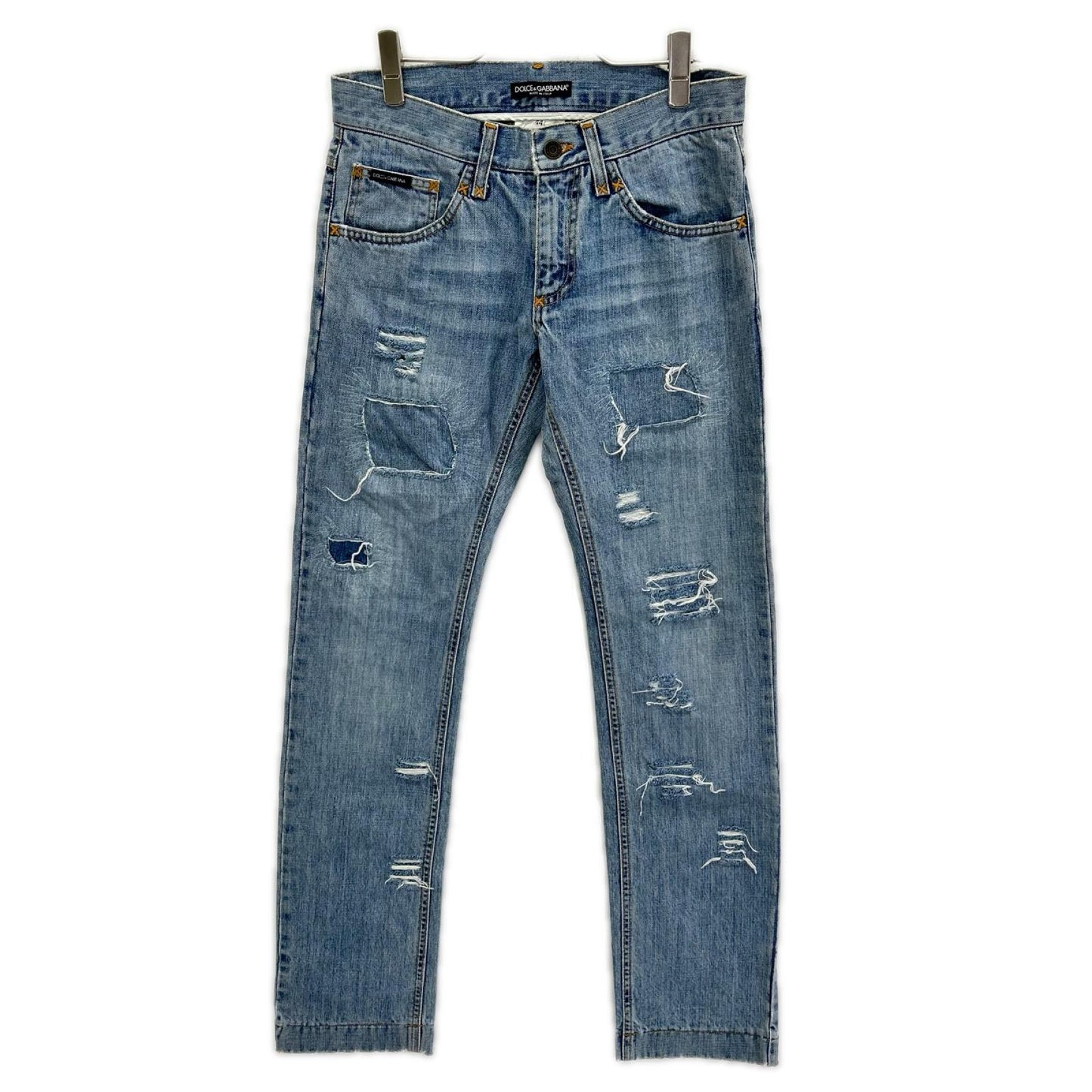 DOLCE&GABBANA ドルチェアンドガッバーナ TDP61/8534 ライトインディゴ ダメージ加工 スキニーデニムパンツ ボトムス