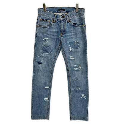 DOLCE&GABBANA ドルチェアンドガッバーナ TDP61/8534 ライトインディゴ ダメージ加工 スキニーデニムパンツ ボトムス