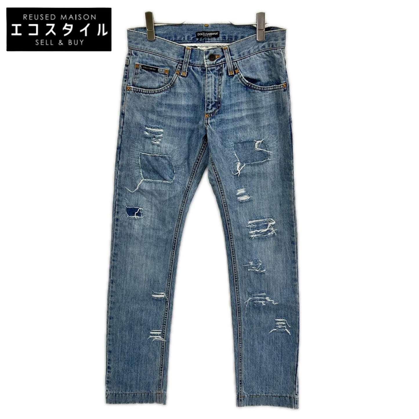 DOLCE&GABBANA ドルチェアンドガッバーナ TDP61/8534 ライトインディゴ ダメージ加工 スキニーデニムパンツ ボトムス