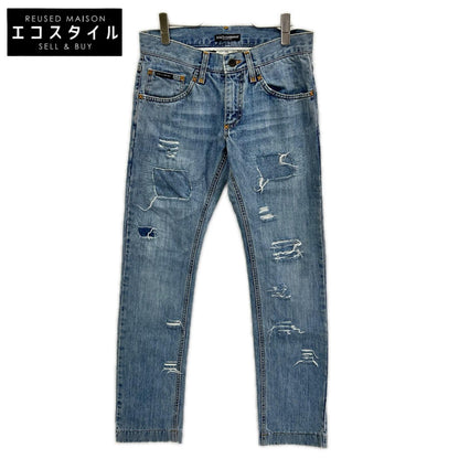 DOLCE&GABBANA ドルチェアンドガッバーナ TDP61/8534 ライトインディゴ ダメージ加工 スキニーデニムパンツ ボトムス