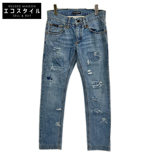 DOLCE&GABBANA ドルチェアンドガッバーナ TDP61/8534 ライトインディゴ ダメージ加工 スキニーデニムパンツ ボトムス