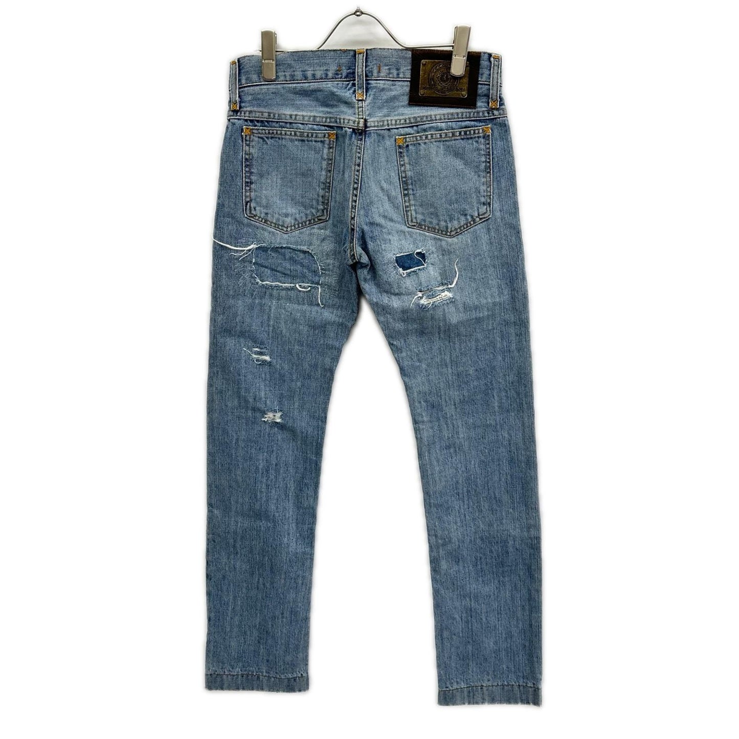 DOLCE&GABBANA ドルチェアンドガッバーナ TDP61/8534 ライトインディゴ ダメージ加工 スキニーデニムパンツ ボトムス