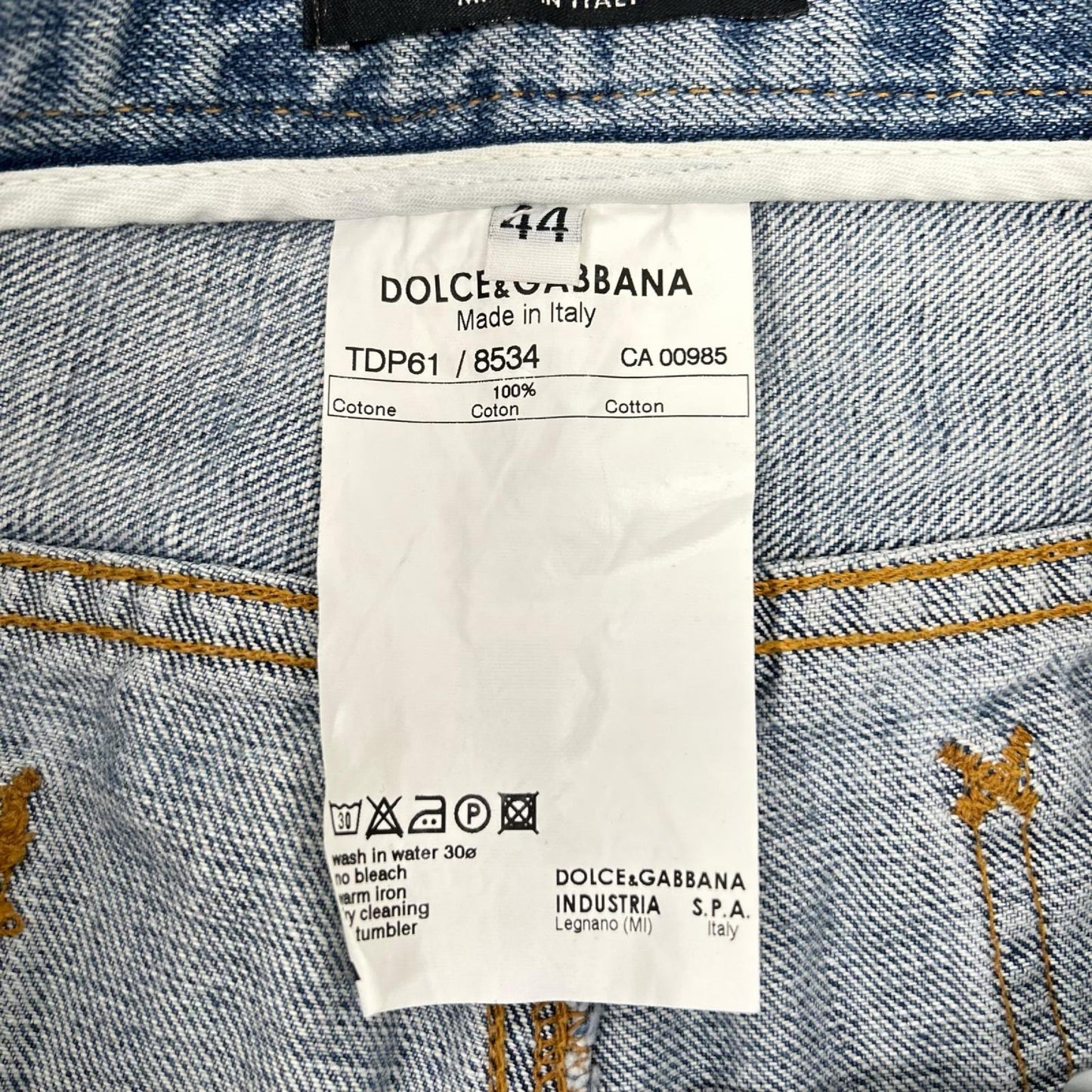 DOLCE&GABBANA ドルチェアンドガッバーナ TDP61/8534 ライトインディゴ ダメージ加工 スキニーデニムパンツ ボトムス