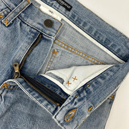 DOLCE&GABBANA ドルチェアンドガッバーナ TDP61/8534 ライトインディゴ ダメージ加工 スキニーデニムパンツ ボトムス