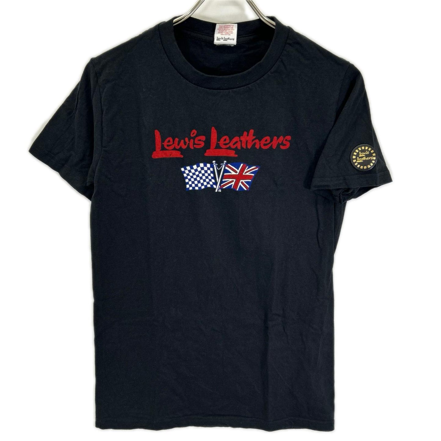 Lewis Leathers ルイスレザー ブラック イングランド製 ラウンドパッチ ロゴプリントTシャツ トップス