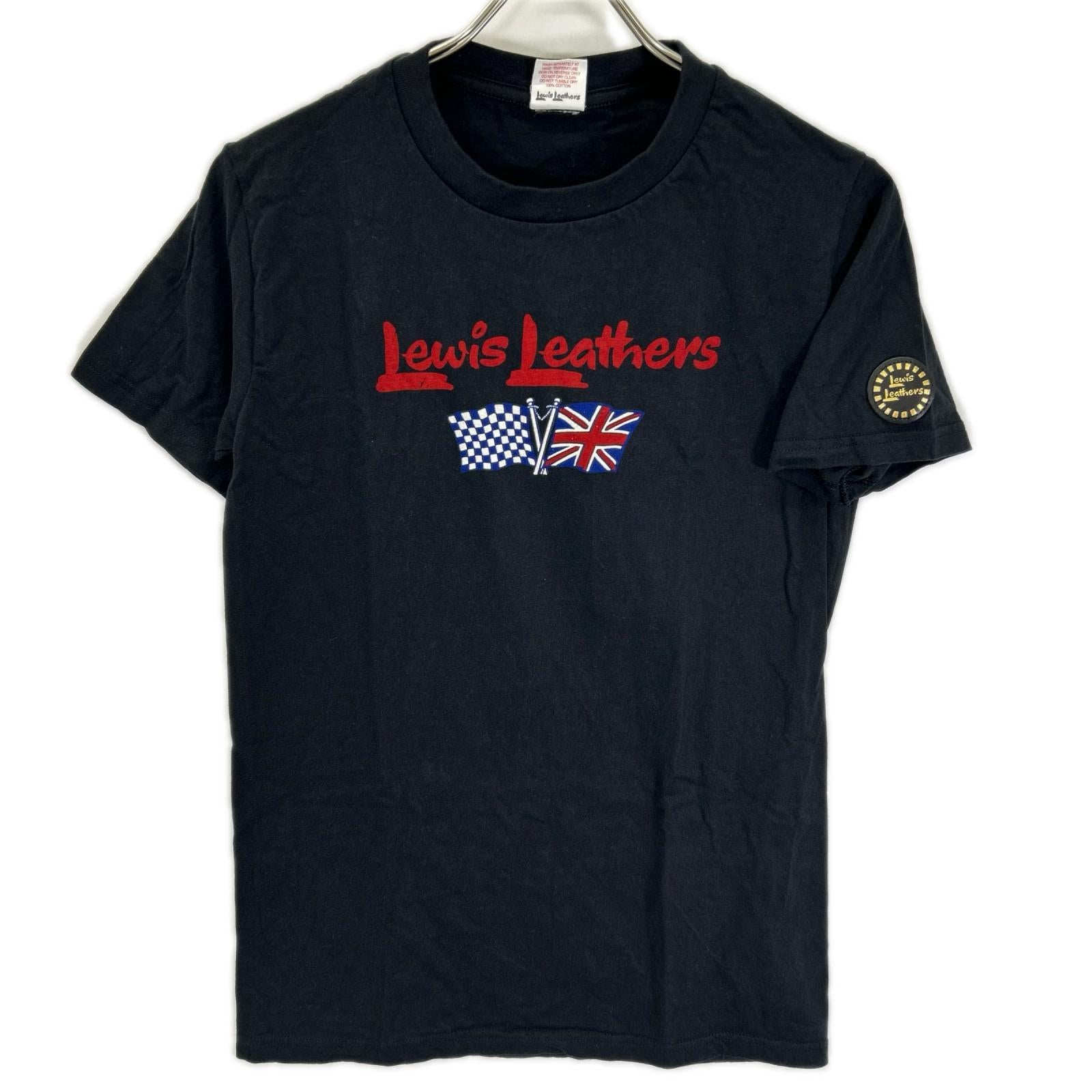 Lewis Leathers ルイスレザー ブラック イングランド製 ラウンドパッチ ロゴプリントTシャツ トップス