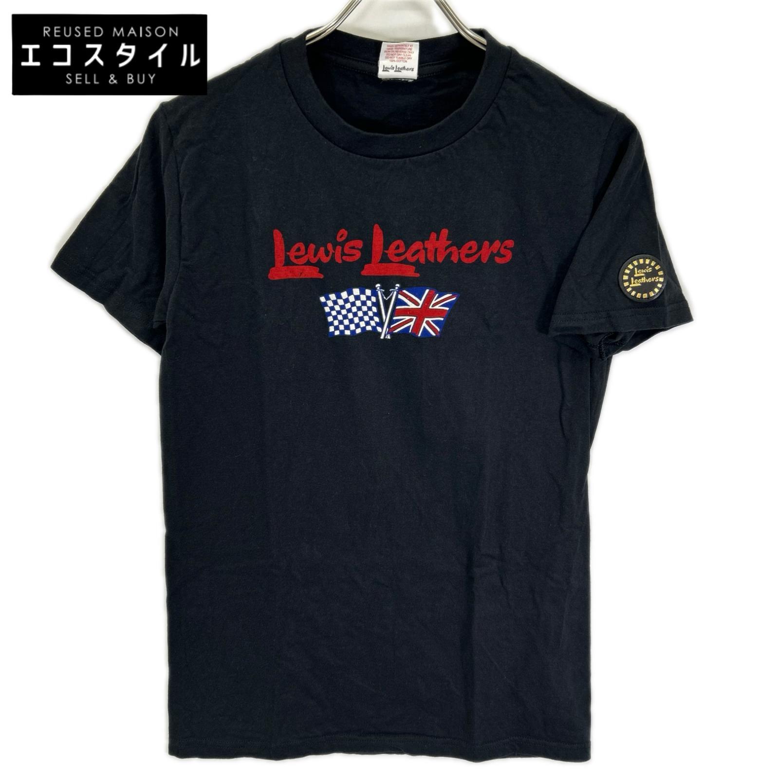 Lewis Leathers ルイスレザー ブラック イングランド製 ラウンドパッチ ロゴプリントTシャツ トップス
