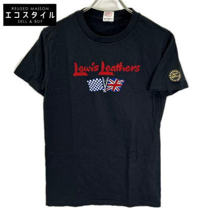 Lewis Leathers ルイスレザー ブラック イングランド製 ラウンドパッチ ロゴプリントTシャツ トップス