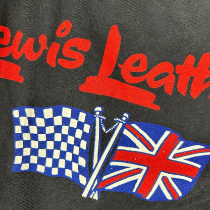 Lewis Leathers ルイスレザー ブラック イングランド製 ラウンドパッチ ロゴプリントTシャツ トップス