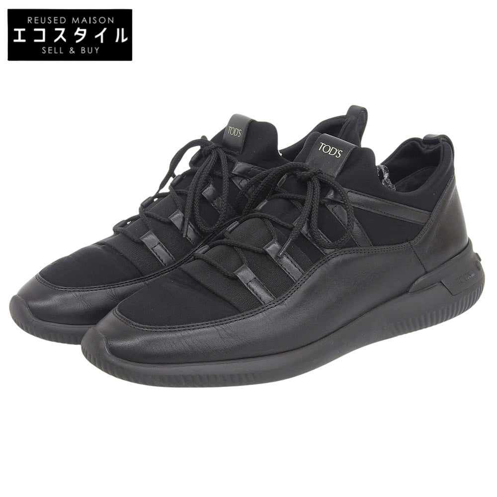 TOD'S トッズ NO CODE 01 ノーコード レザー×ネオプレン スニーカー シューズ メンズ ブラック 8 1/2 シューズ