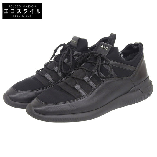 TOD'S トッズ NO CODE 01 ノーコード レザー×ネオプレン スニーカー シューズ メンズ ブラック 8 1/2 シューズ