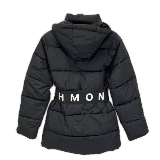 JOHN RICHMOND John Richmond UWA24067PI Black polyester logo waist-belt hooded padded jacket Jacket