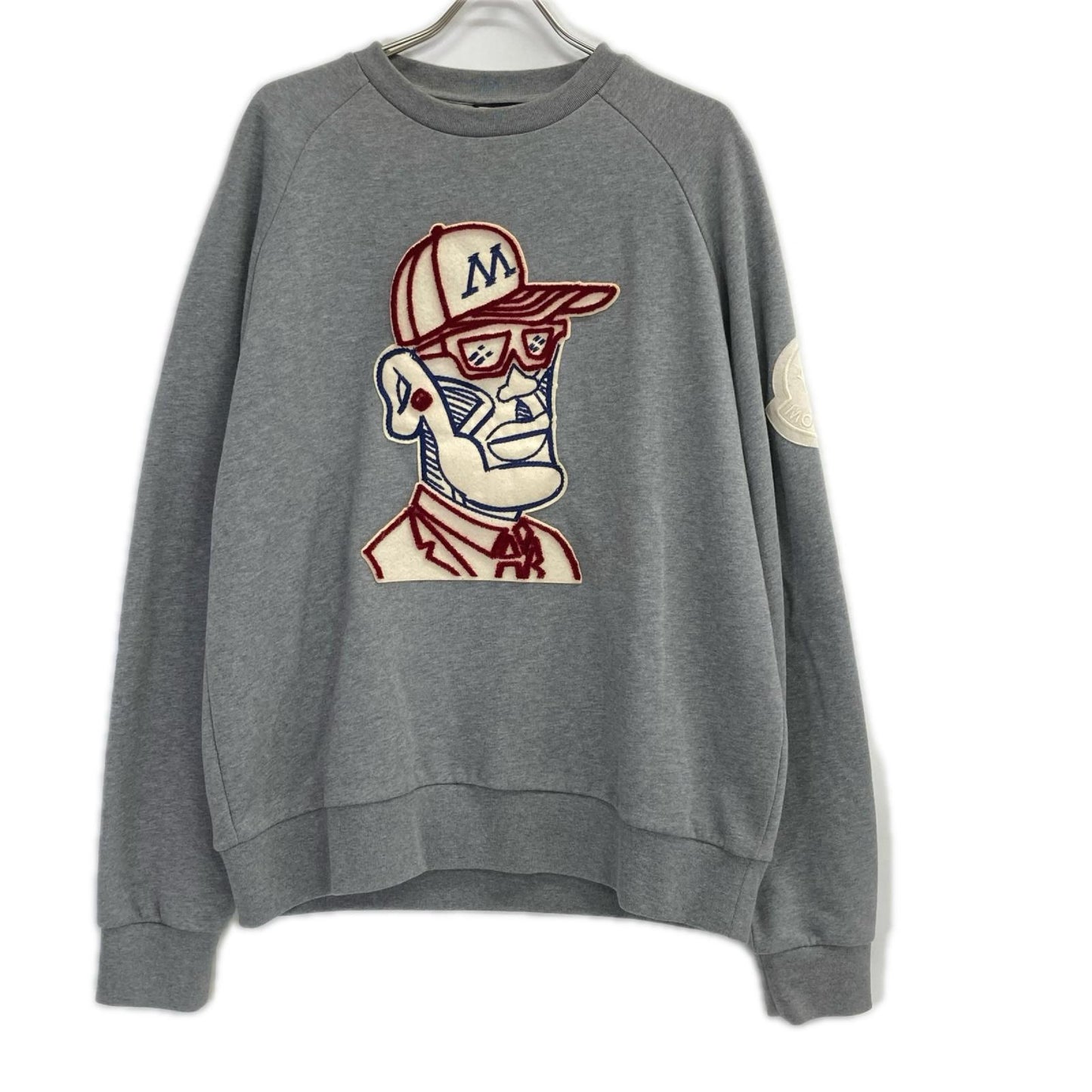 MONCLER モンクレール ジーニアス 2 モンクレール 1952 グレー 顔刺繍 トレーナー トップス