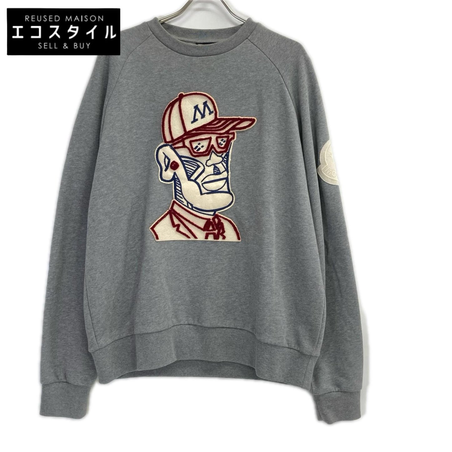MONCLER モンクレール ジーニアス 2 モンクレール 1952 グレー 顔刺繍 トレーナー トップス