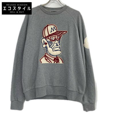 MONCLER モンクレール ジーニアス 2 モンクレール 1952 グレー 顔刺繍 トレーナー トップス