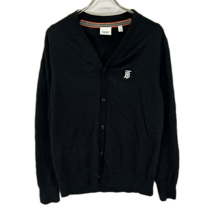 BURBERRY バーバリー ブラック ウール Vネック TBモノグラム ニットカーディガン トップス