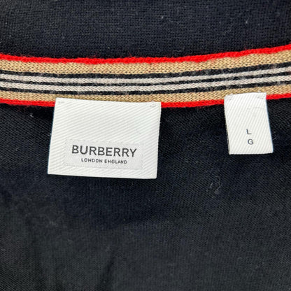 BURBERRY バーバリー ブラック ウール Vネック TBモノグラム ニットカーディガン トップス