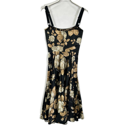 DOLCE&GABBANA ドルチェアンドガッバーナ F6TYFT ブラック サテン ビンテージローズ 花柄キャミワンピースドレス ワンピース