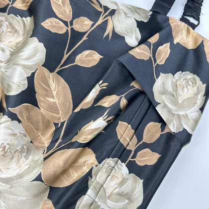 DOLCE&GABBANA ドルチェアンドガッバーナ F6TYFT ブラック サテン ビンテージローズ 花柄キャミワンピースドレス ワンピース