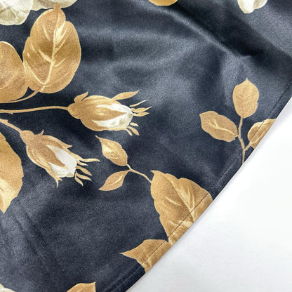 DOLCE&GABBANA ドルチェアンドガッバーナ F6TYFT ブラック サテン ビンテージローズ 花柄キャミワンピースドレス ワンピース