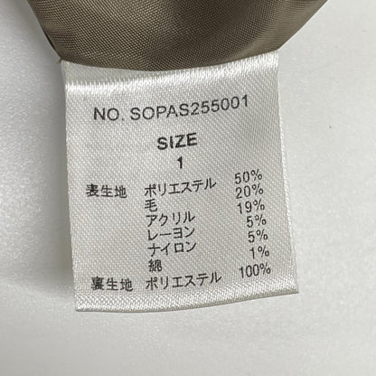 soerte ソエルテ ブラウン ウール混 ハウンドトゥース ステンカラーコート コート