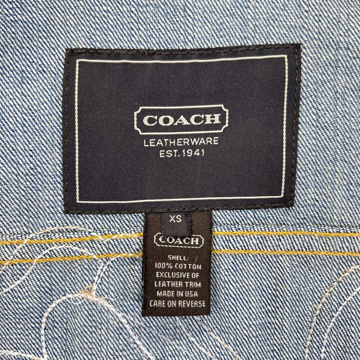 COACH コーチ インディゴ コットン レザーフラワーパッチ デニムジャケット ジャケット