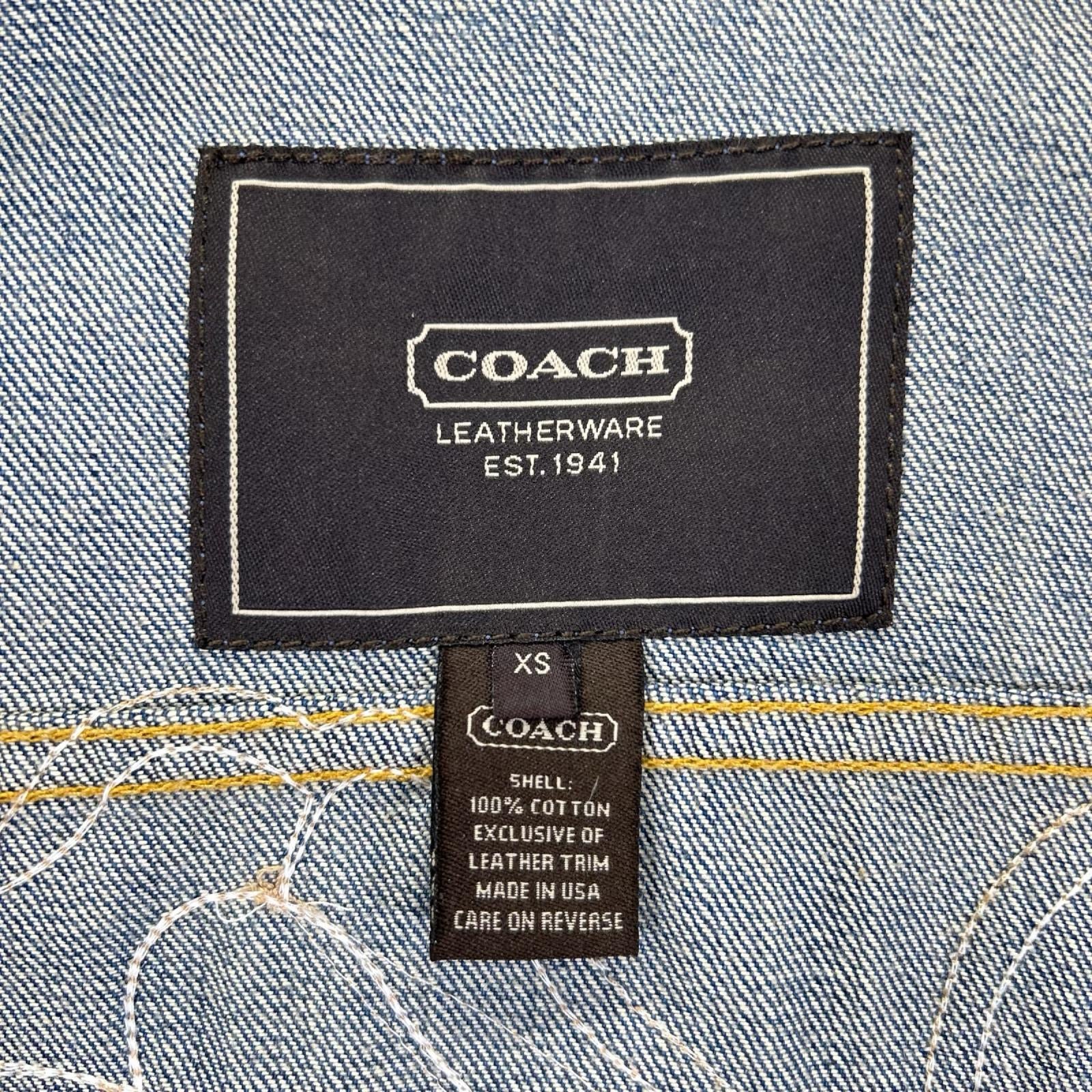 COACH コーチ インディゴ コットン レザーフラワーパッチ デニムジャケット ジャケット