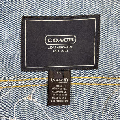 COACH コーチ インディゴ コットン レザーフラワーパッチ デニムジャケット ジャケット